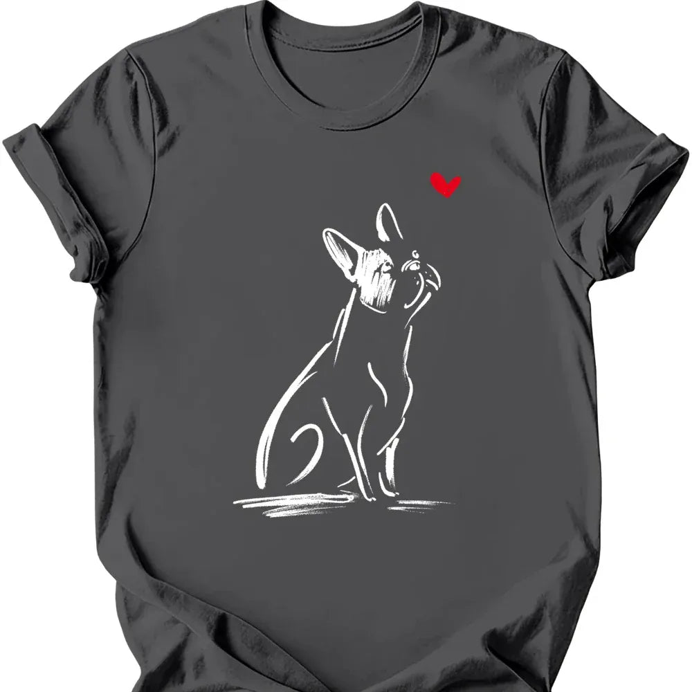 Boston Terrier sketch tee charcoal