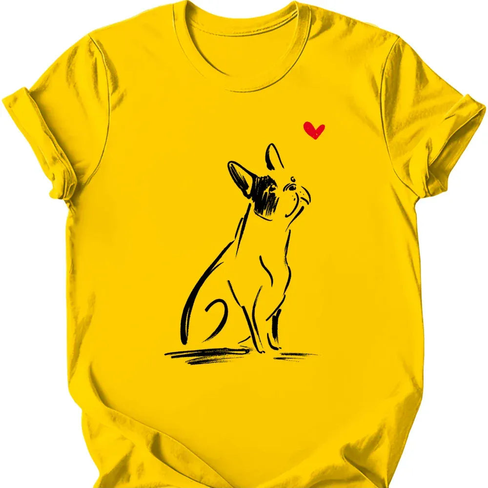 Boston Terrier sketch tee daisy