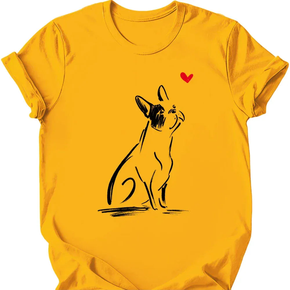 Boston Terrier sketch tee gold