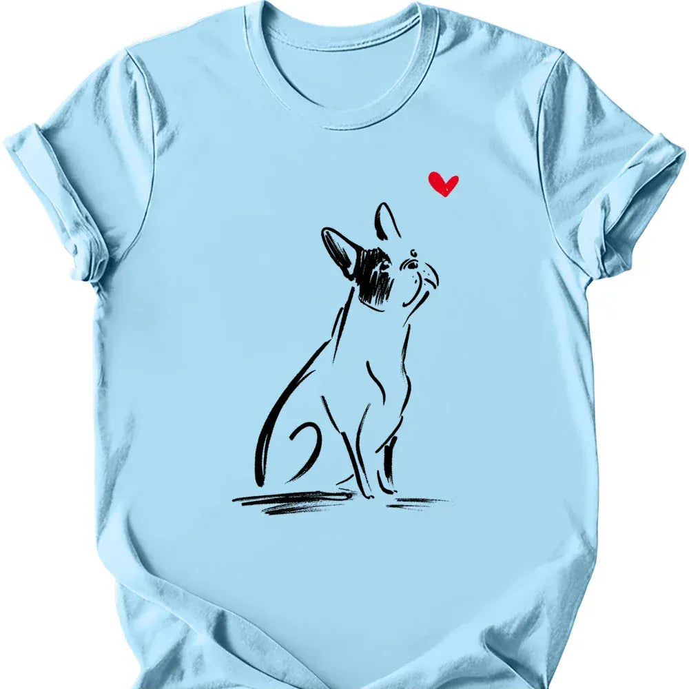 Boston Terrier sketch tee light blue