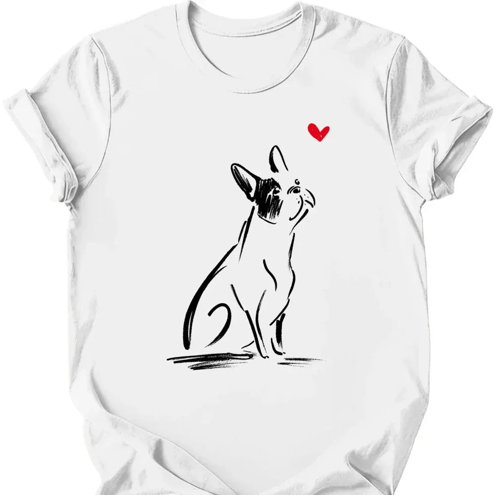 Boston Terrier sketch tee white