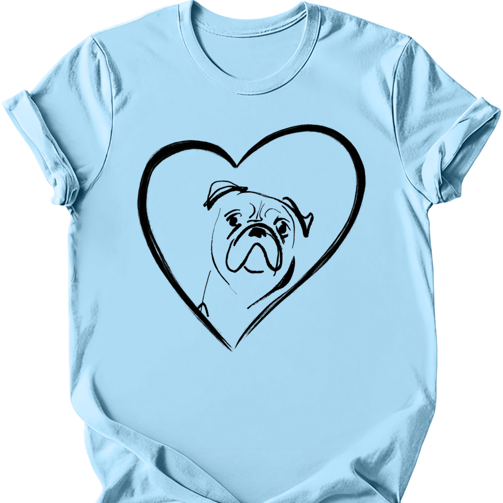 Boxer heart dog tee light blue
