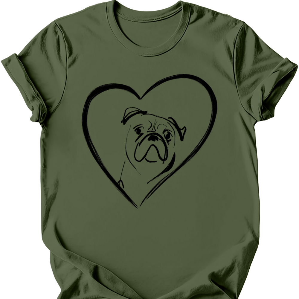 Boxer heart dog tee military green