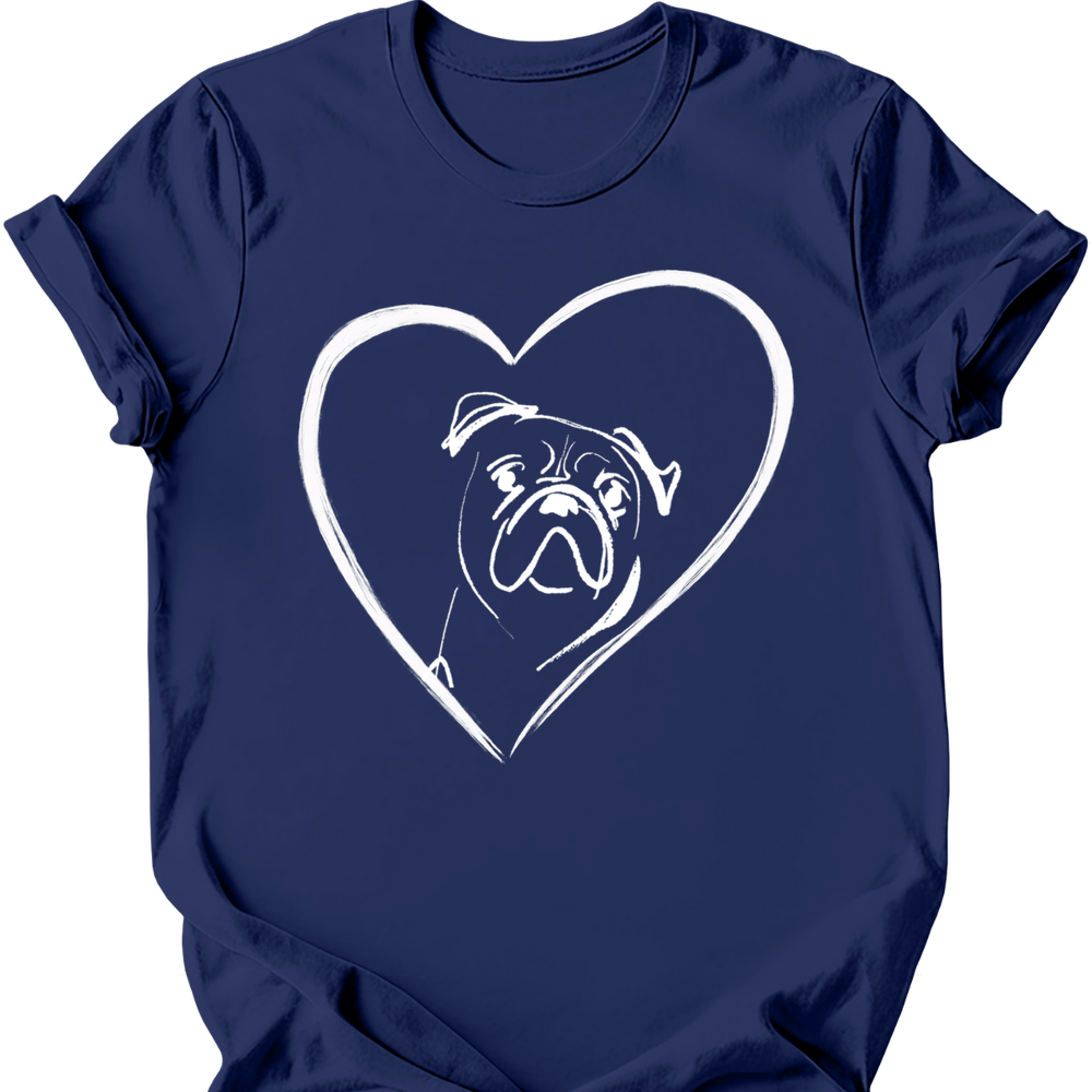 Boxer heart dog tee navy