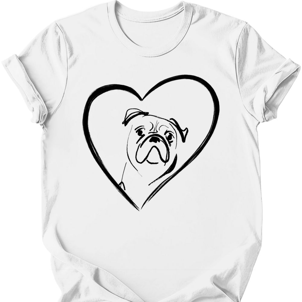 Boxer heart dog tee white