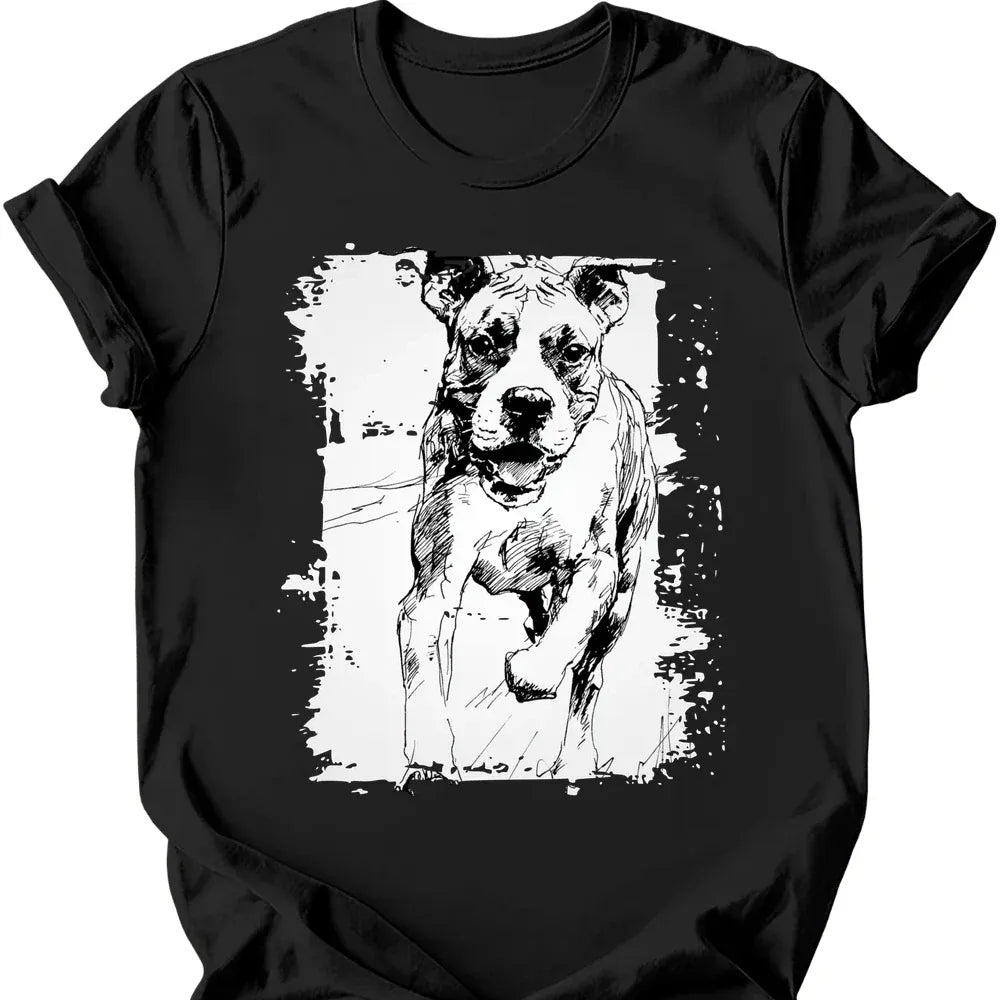 Boxer running dog tee black