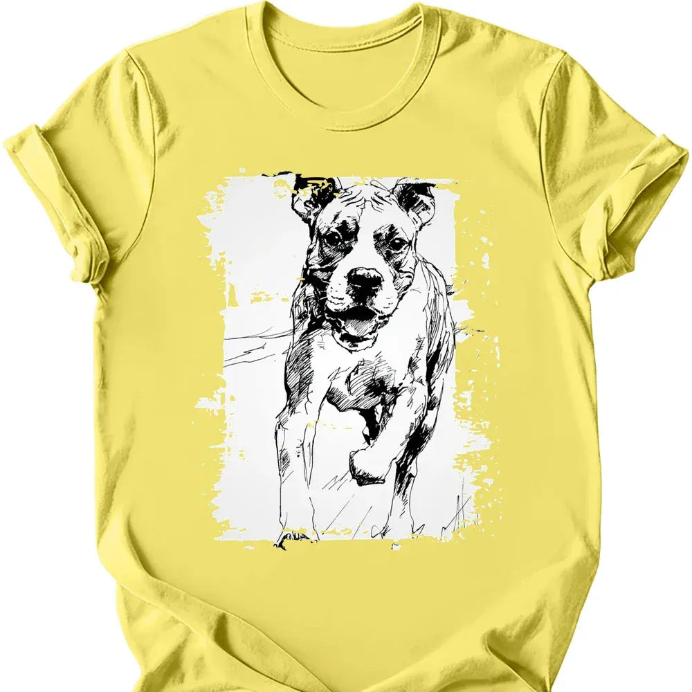 Boxer running dog tee cornsilk