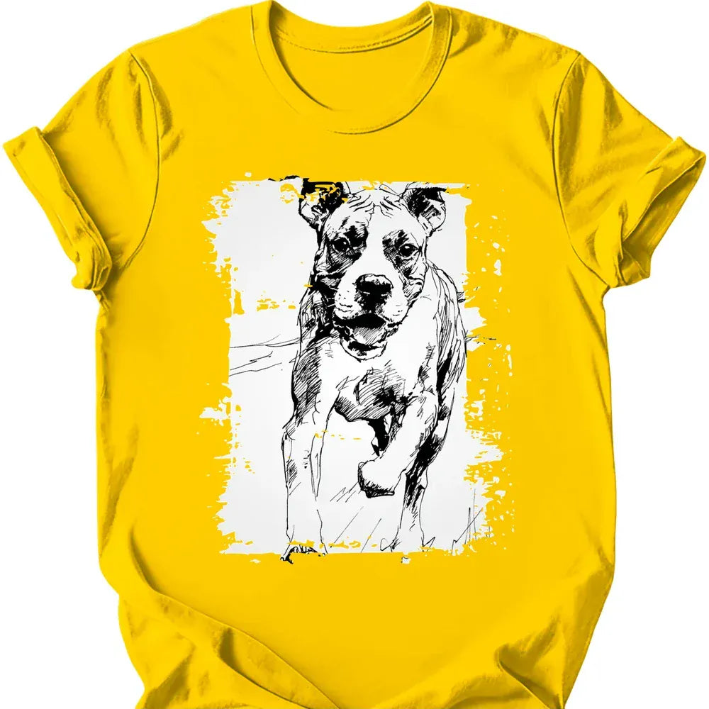 Boxer running dog tee daisy