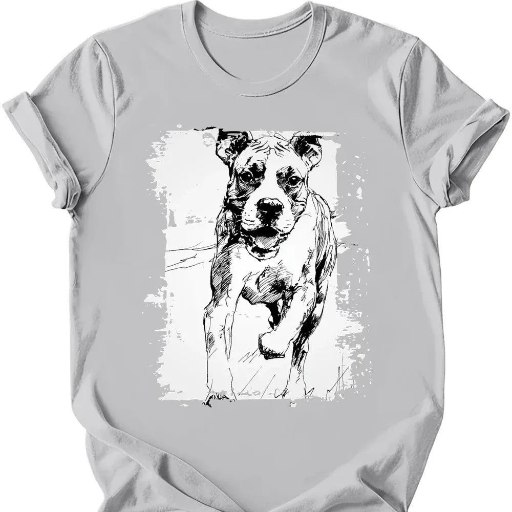 Boxer running dog tee ice grey