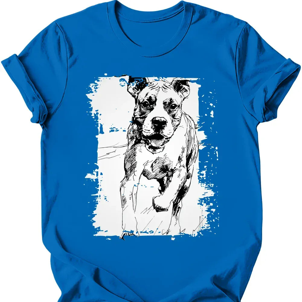 Boxer running dog tee royal