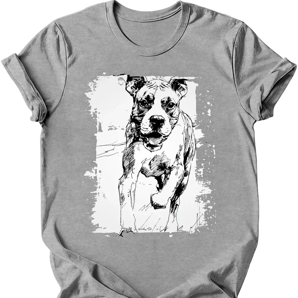 Boxer running dog tee sport grey