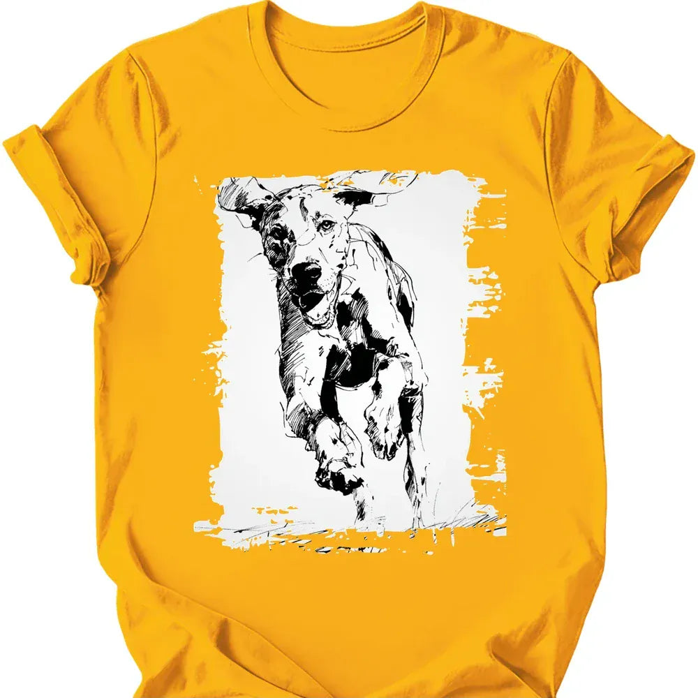 Bracco Italiano running dog tee gold
