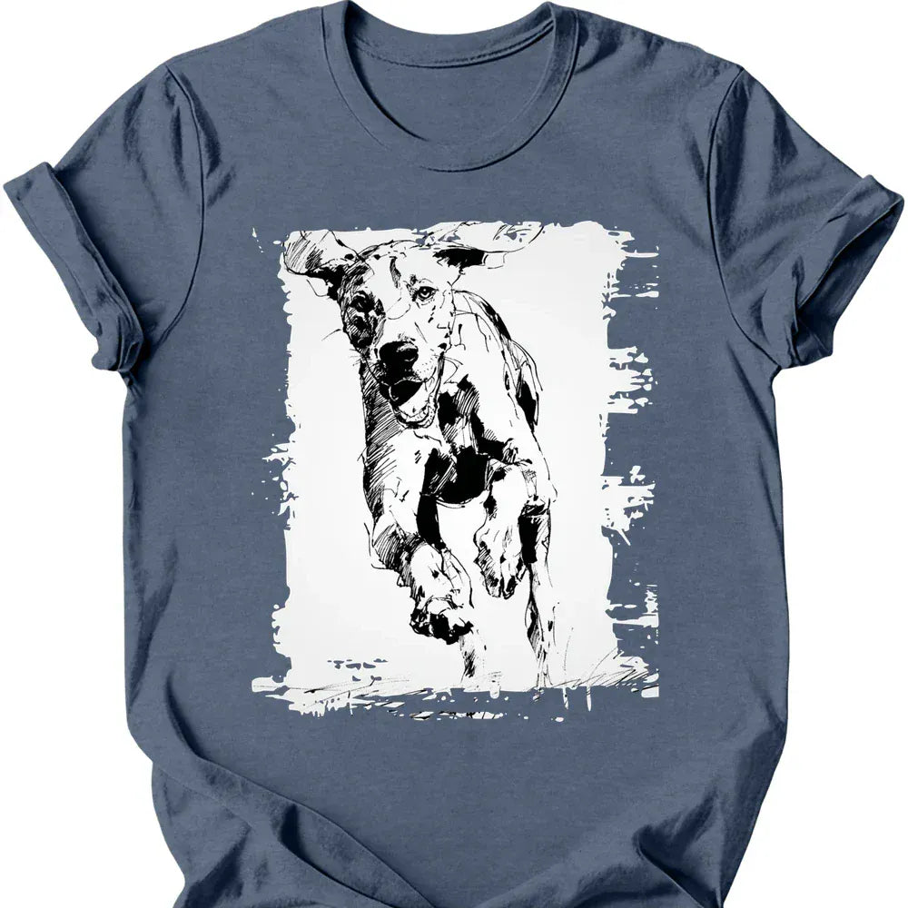 Bracco Italiano running dog tee heather indigo