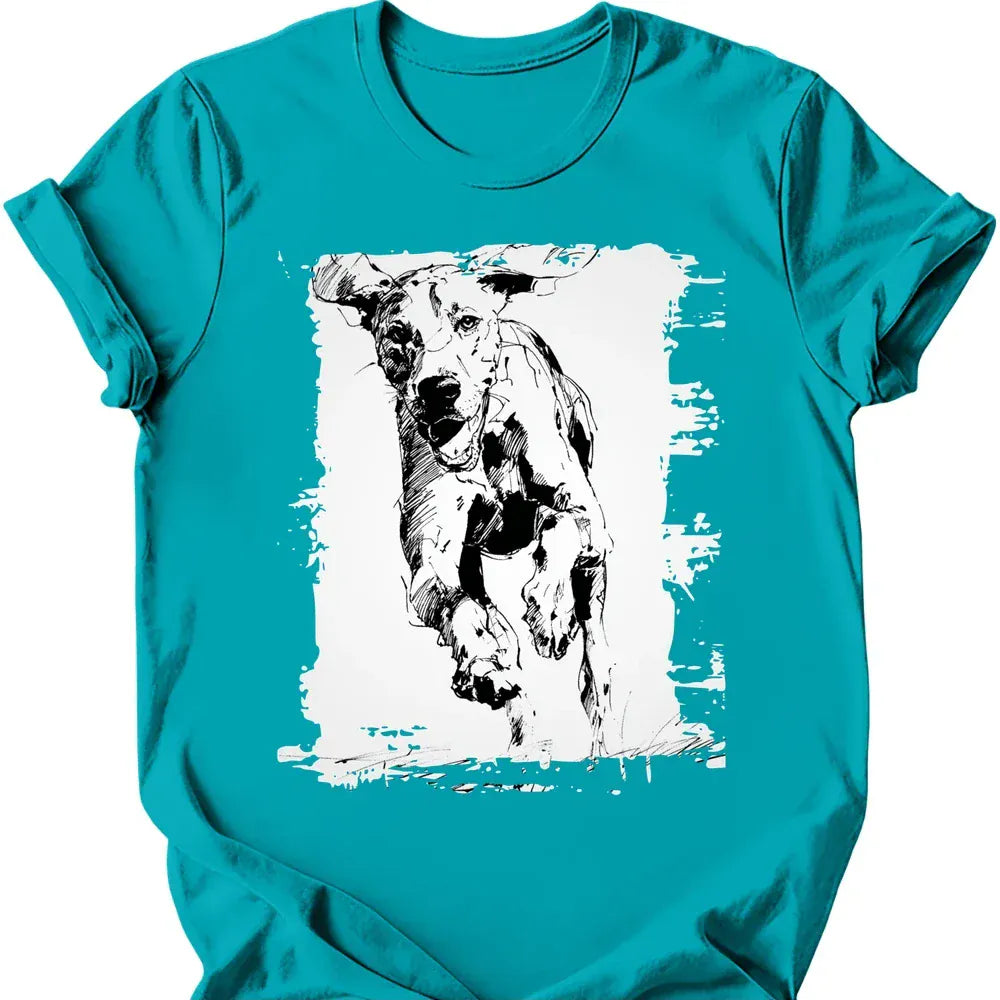 Bracco Italiano running dog tee tropical blue