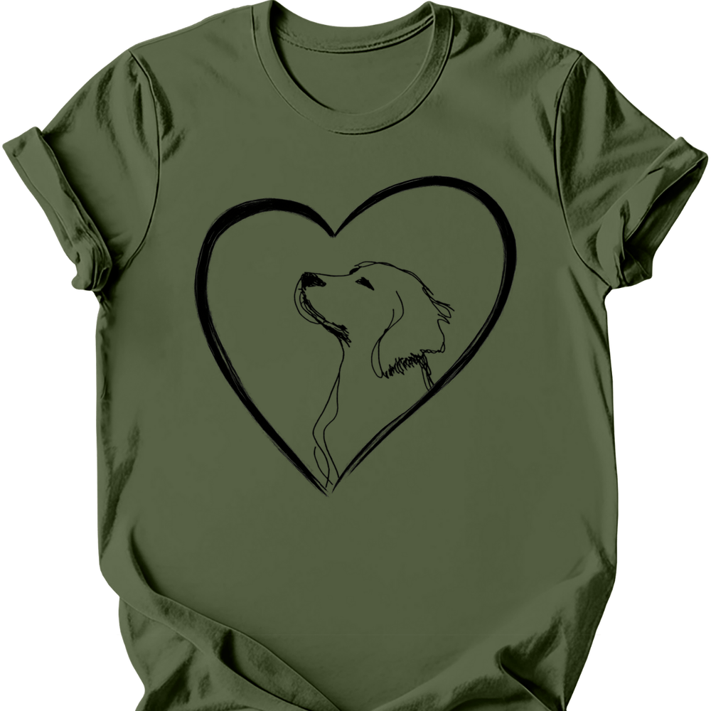 Brittany heart dog tee military green