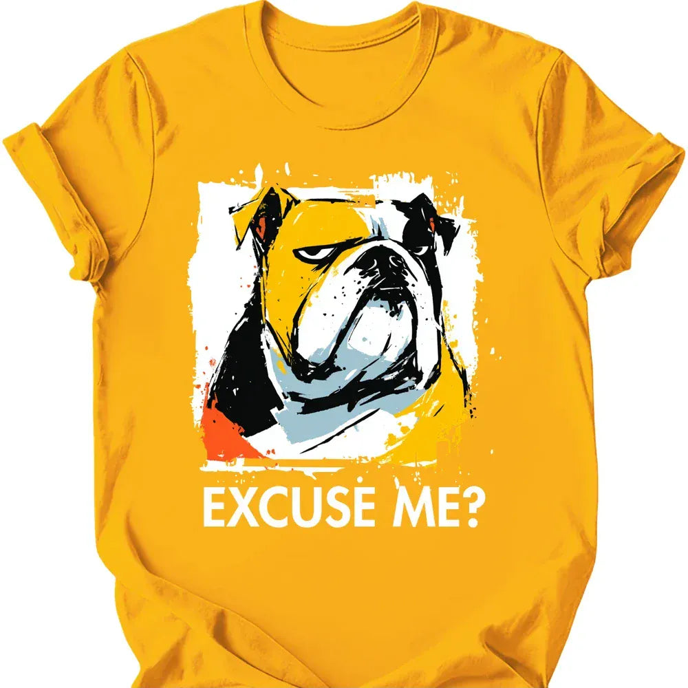 Bulldog excuse me tee gold