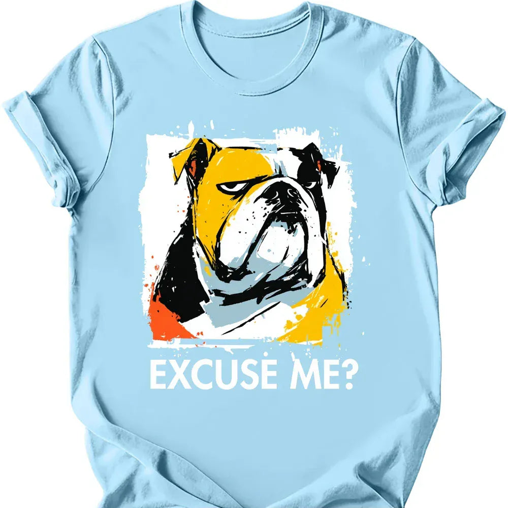 Bulldog excuse me tee light blue