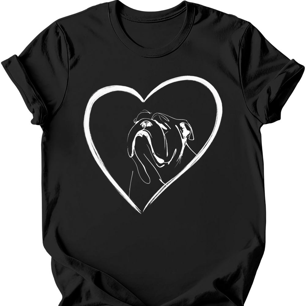 Bulldog heart dog tee black