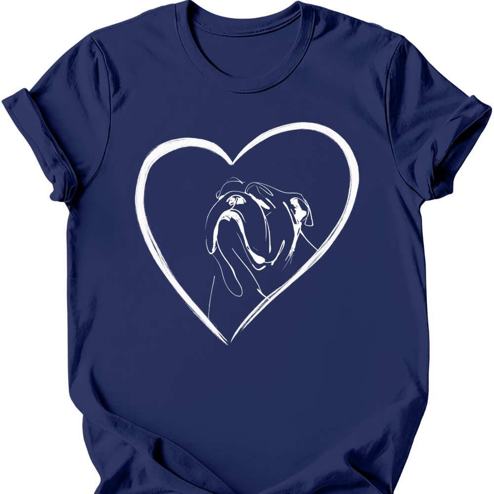 Bulldog heart dog tee navy