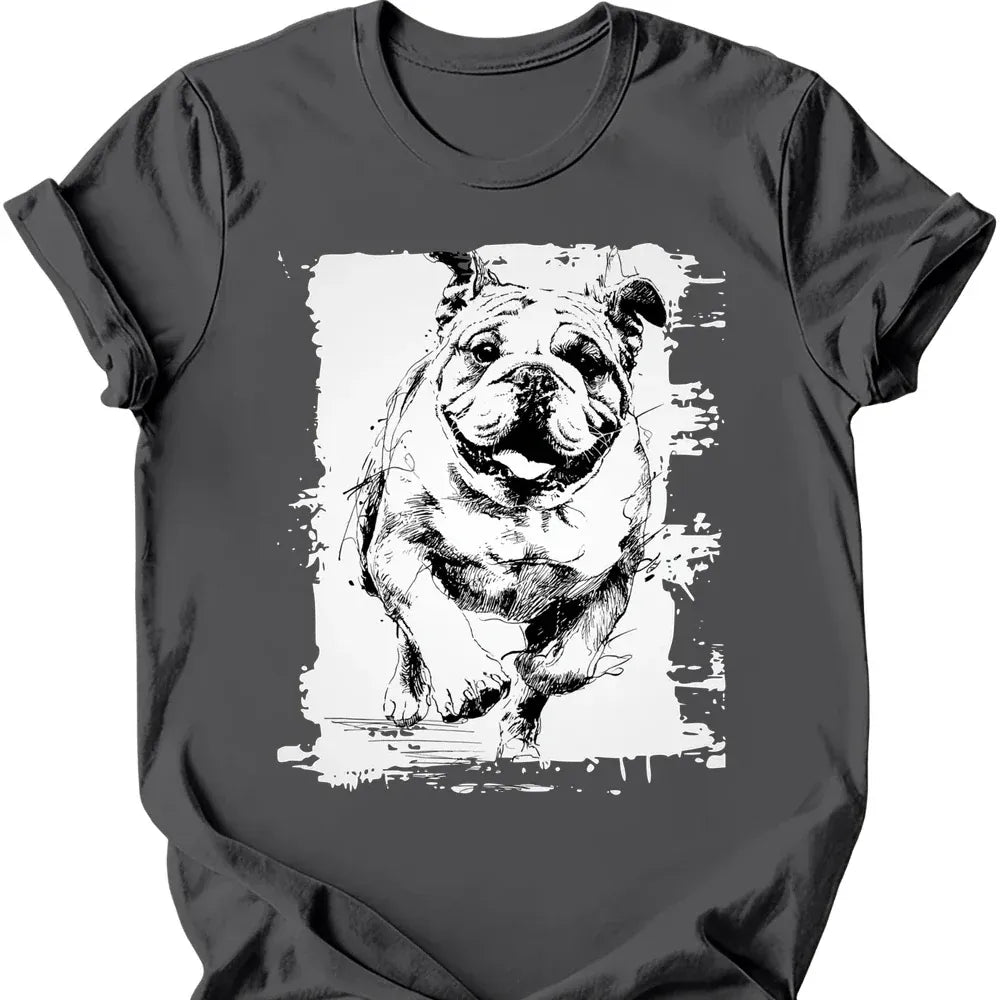 Bulldog running dog tee charcoal