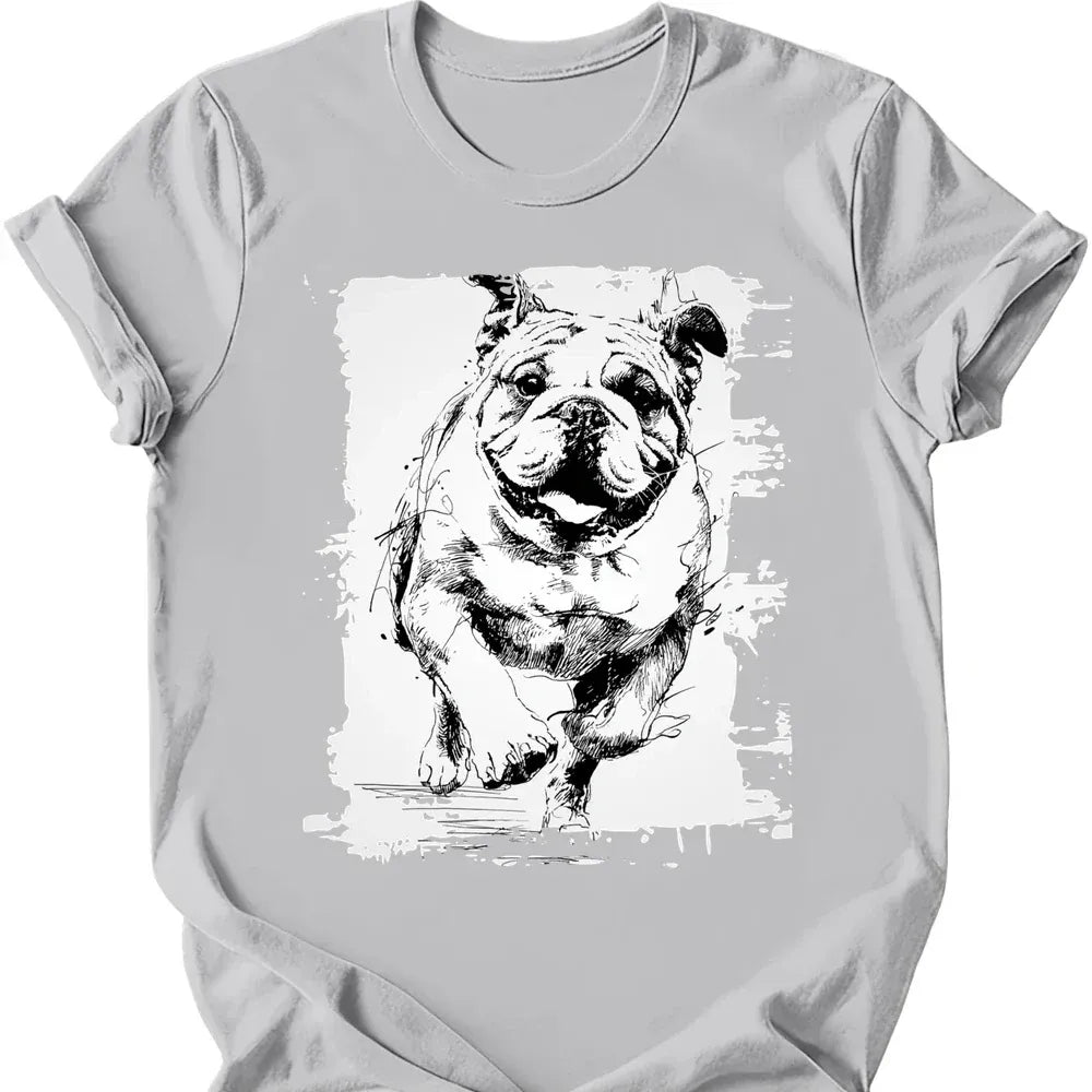 Bulldog running dog tee ice grey