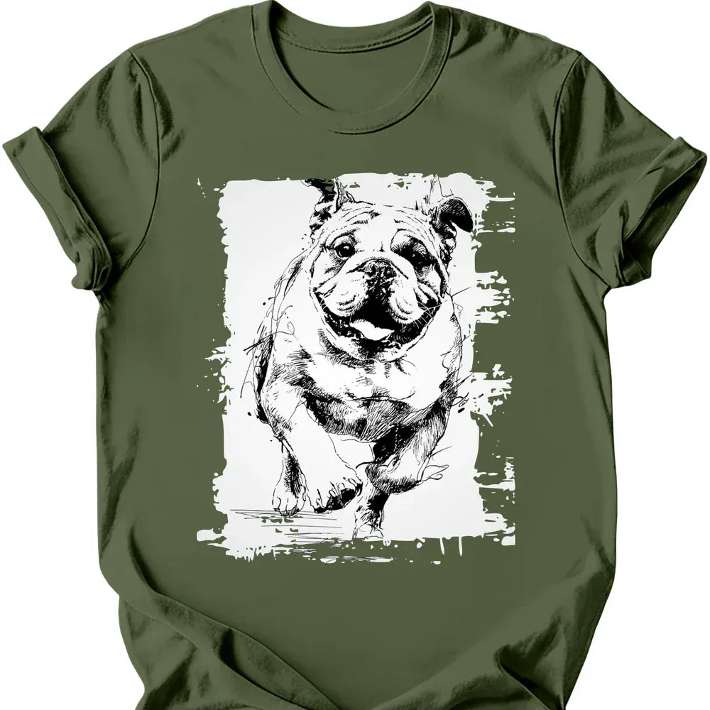 Bulldog running dog tee military green