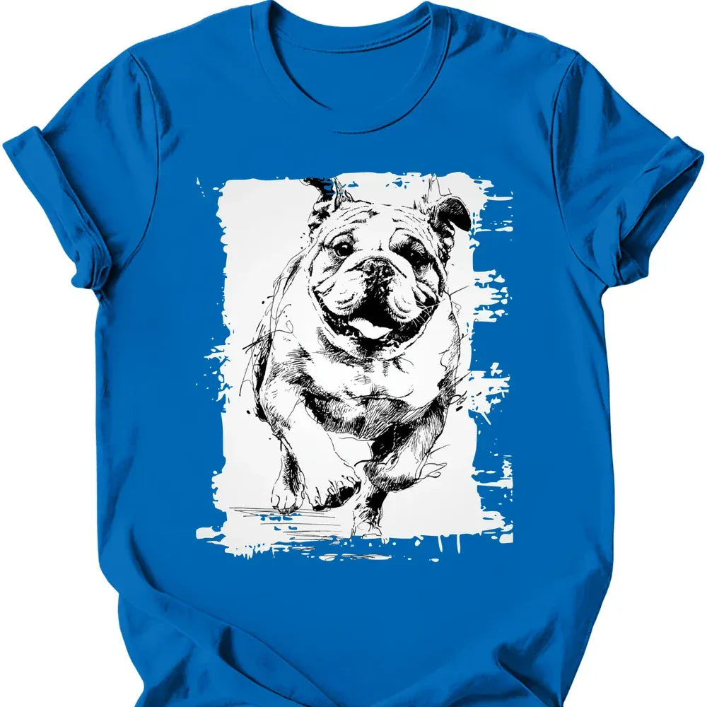 Bulldog running dog tee royal