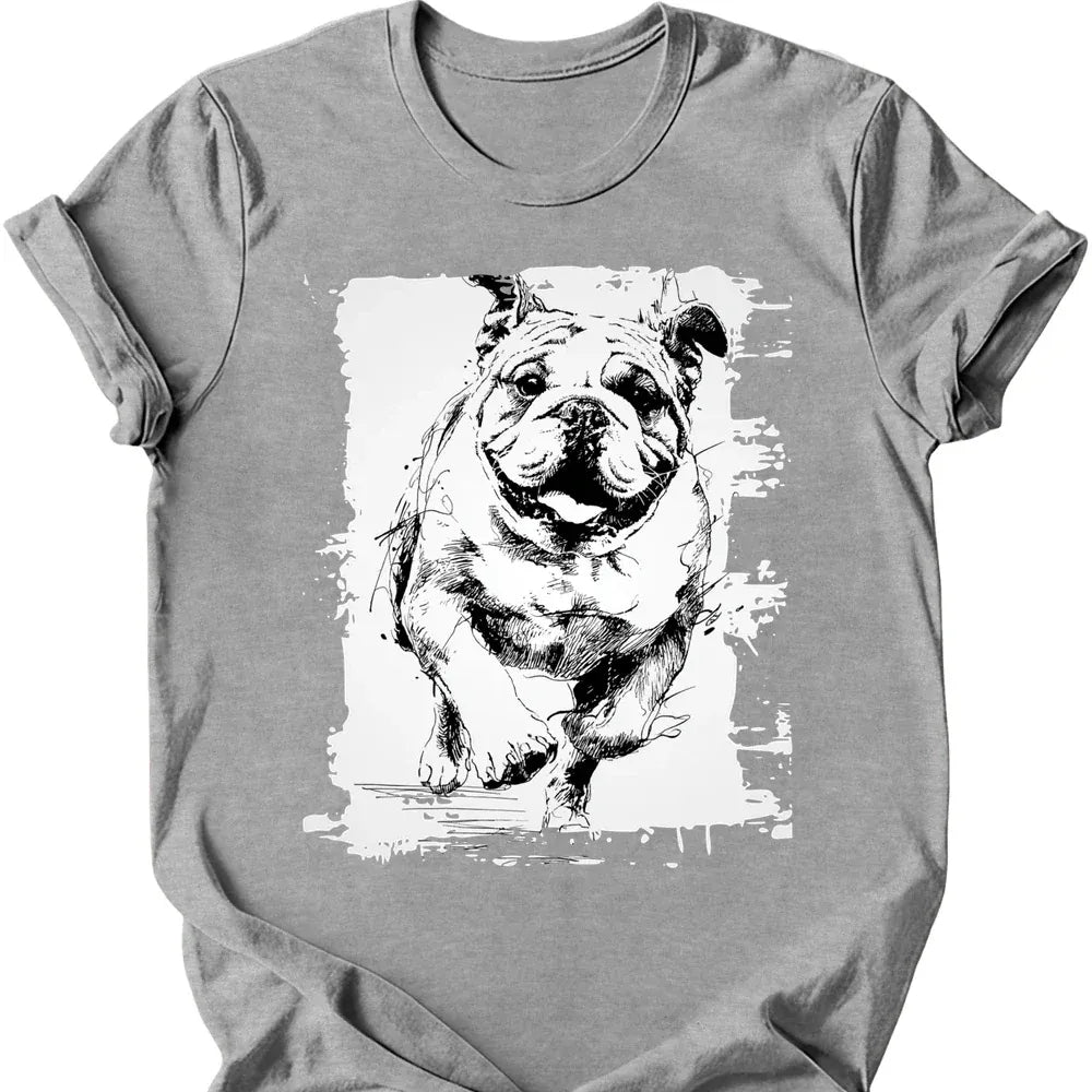 Bulldog running dog tee sport grey