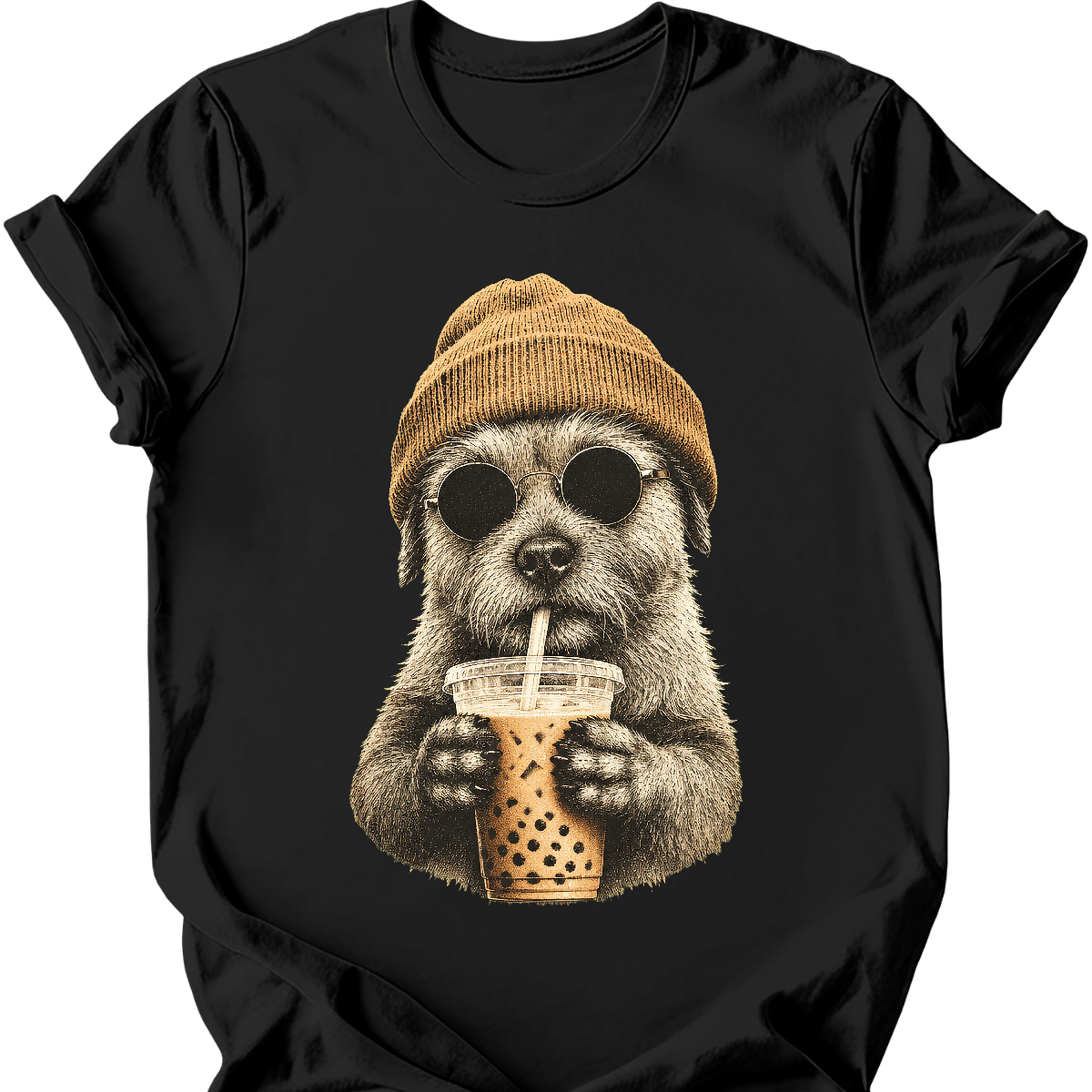 cairns terrier hipster dog tee black