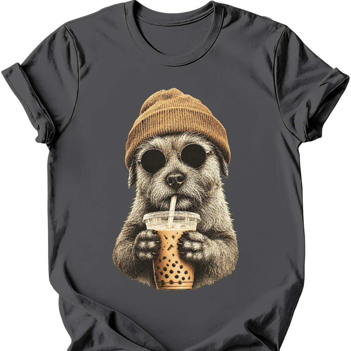 cairns terrier hipster dog tee charcoal