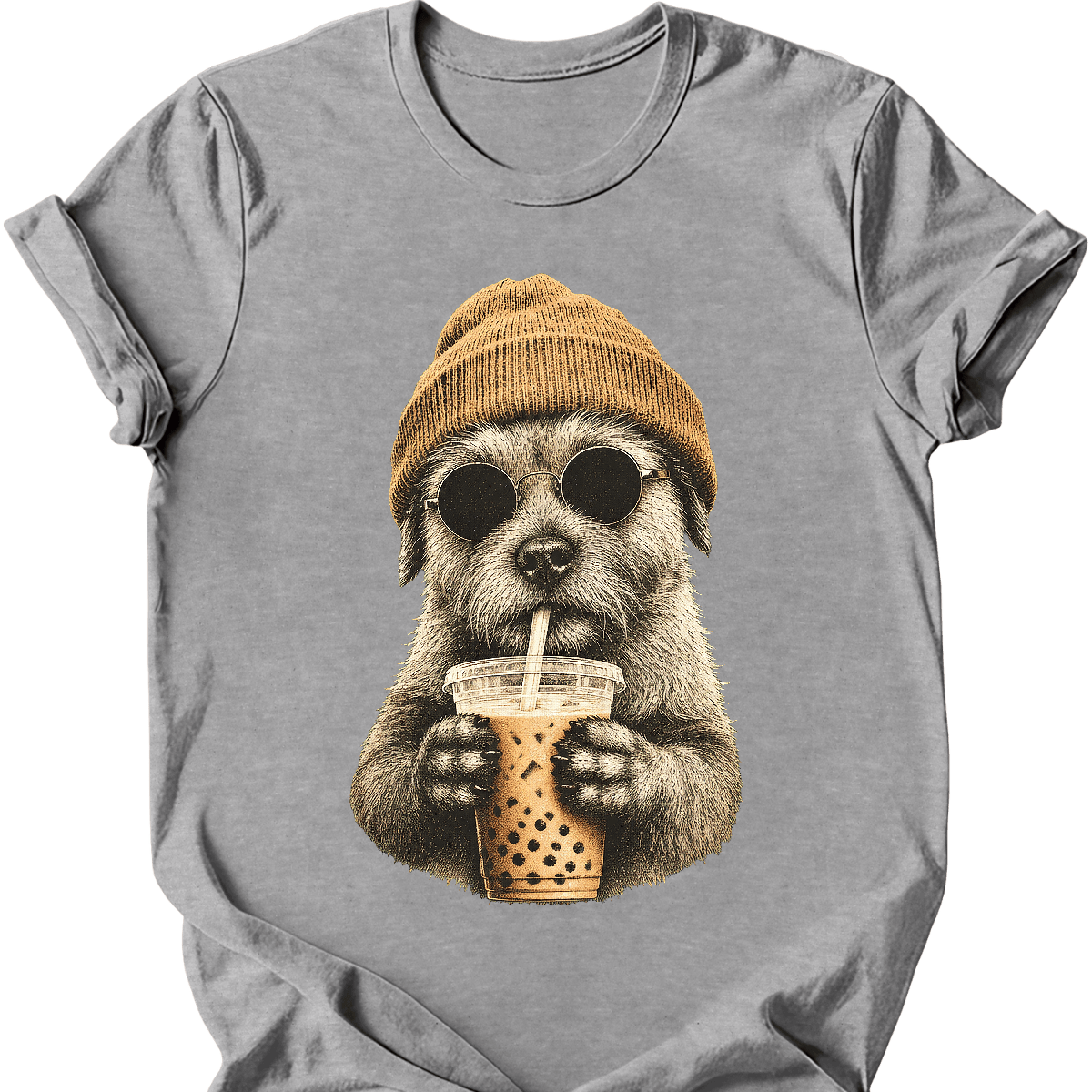 cairns terrier hipster dog tee sport grey