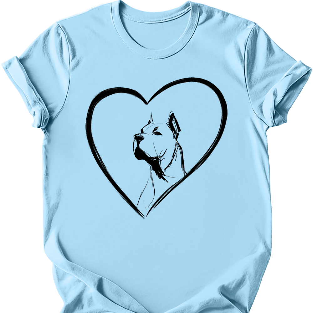 Cane Corso heart dog tee light blue