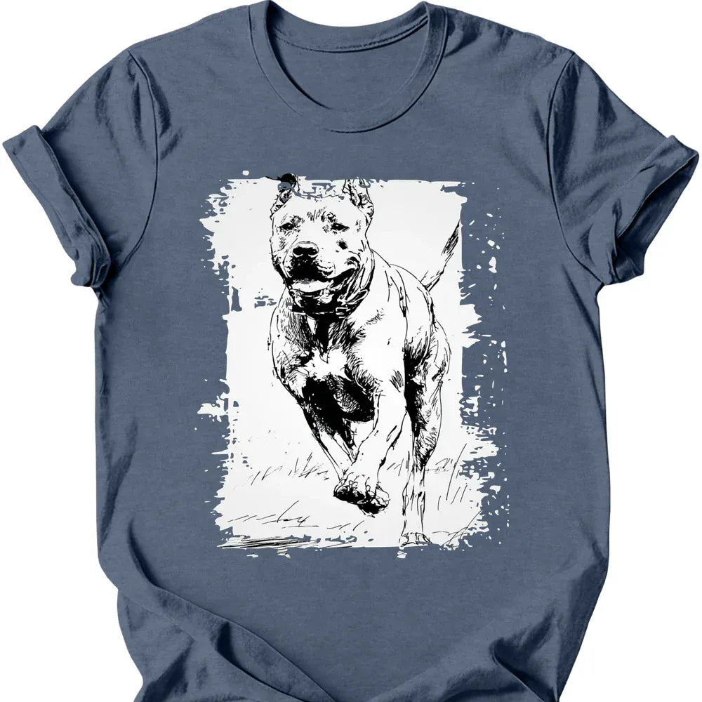 Cane Corso running dog tee heather indigo