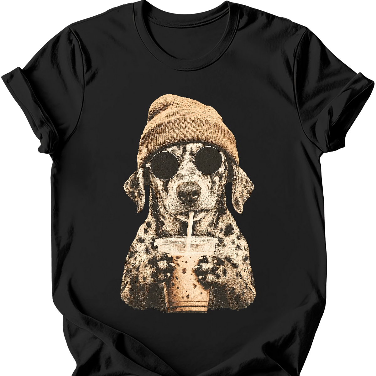 catahoula leopard hipster dog tee black