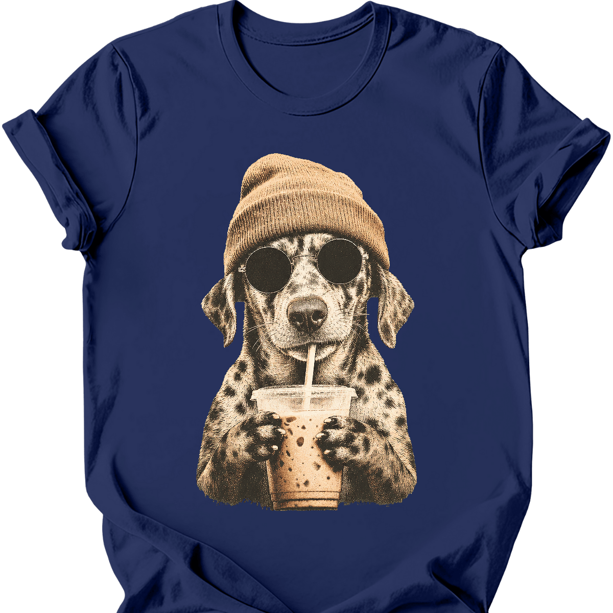 catahoula leopard hipster dog tee navy