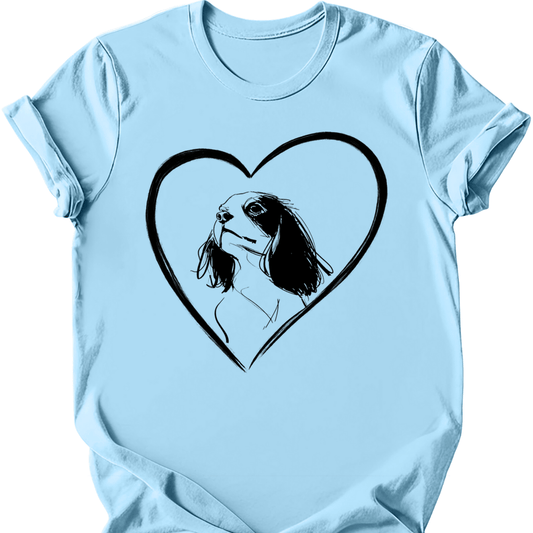 Cavalier King Charles Spaniel heart dog tee light blue