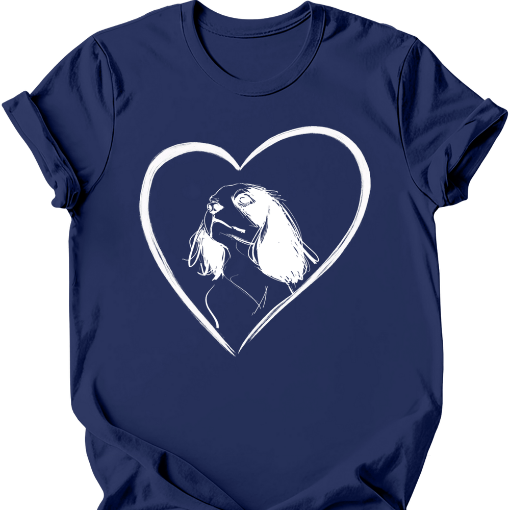Cavalier King Charles Spaniel heart dog tee navy