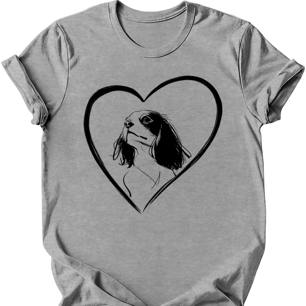 Cavalier King Charles Spaniel heart dog tee sport grey
