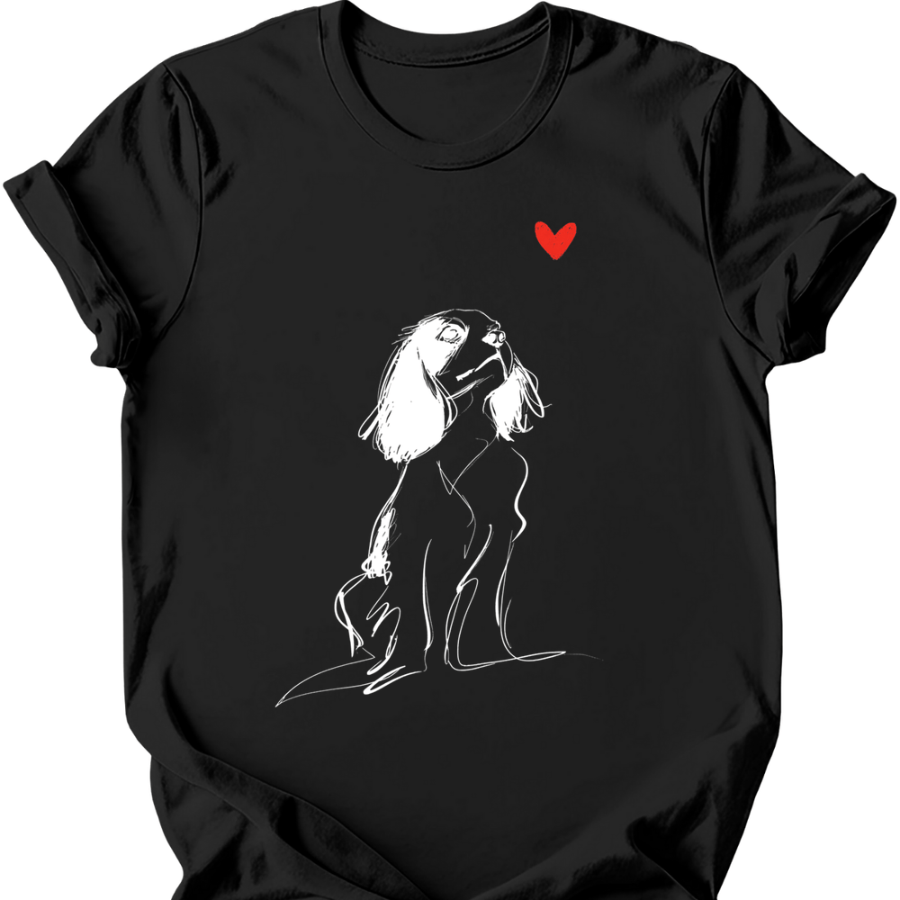 Cavalier King Charles Spaniel sketch tee black