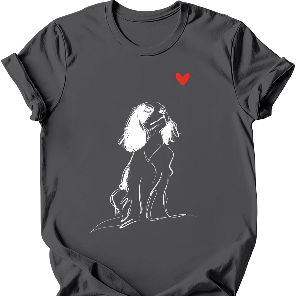 Cavalier King Charles Spaniel sketch tee charcoal