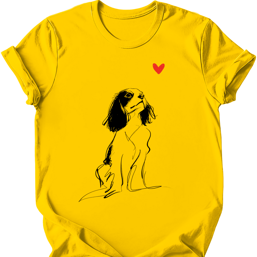 Cavalier King Charles Spaniel sketch tee daisy