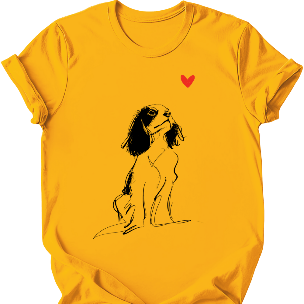 Cavalier King Charles Spaniel sketch tee gold
