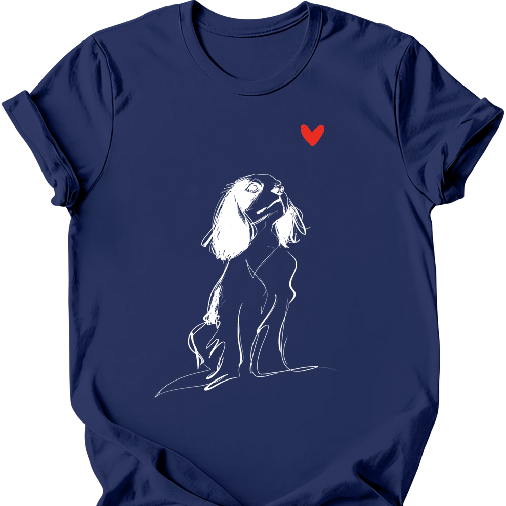 Cavalier King Charles Spaniel sketch tee navy