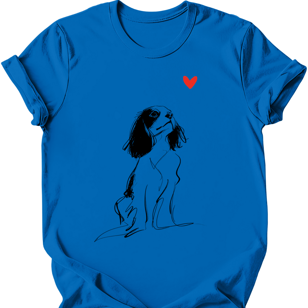 Cavalier King Charles Spaniel sketch tee royal