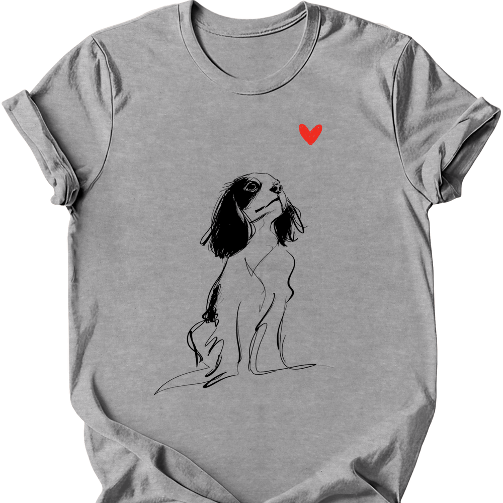 Cavalier King Charles Spaniel sketch tee sport grey
