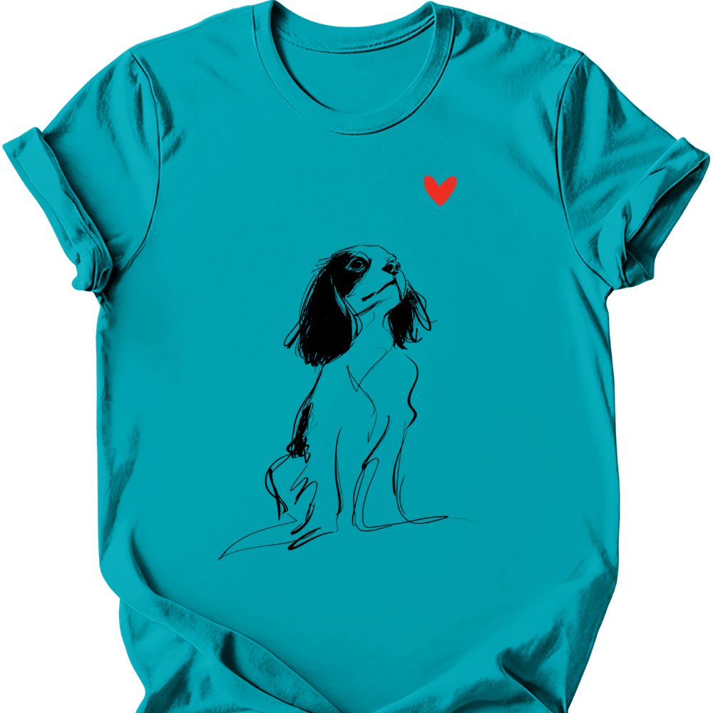 Cavalier King Charles Spaniel sketch tee tropical blue