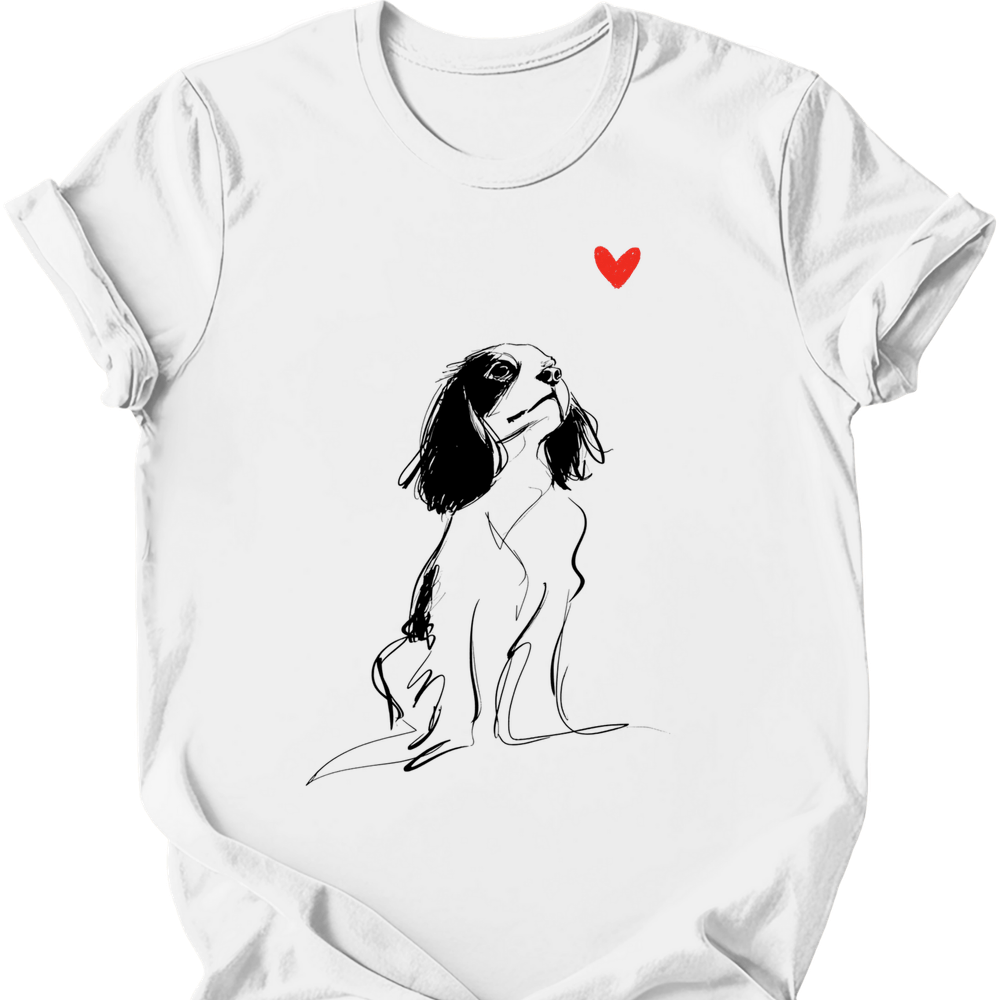 Cavalier King Charles Spaniel sketch tee white
