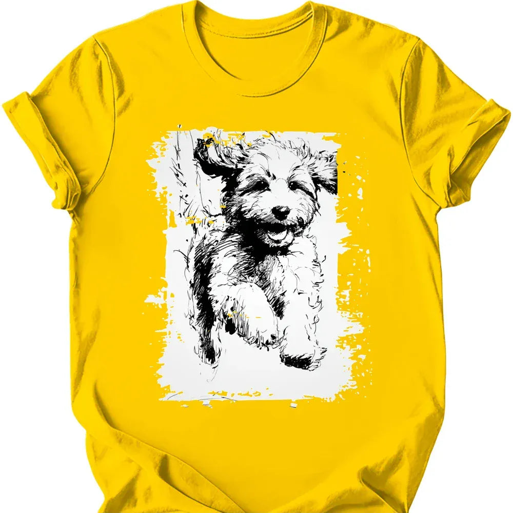 Cavapoo running dog tee daisy