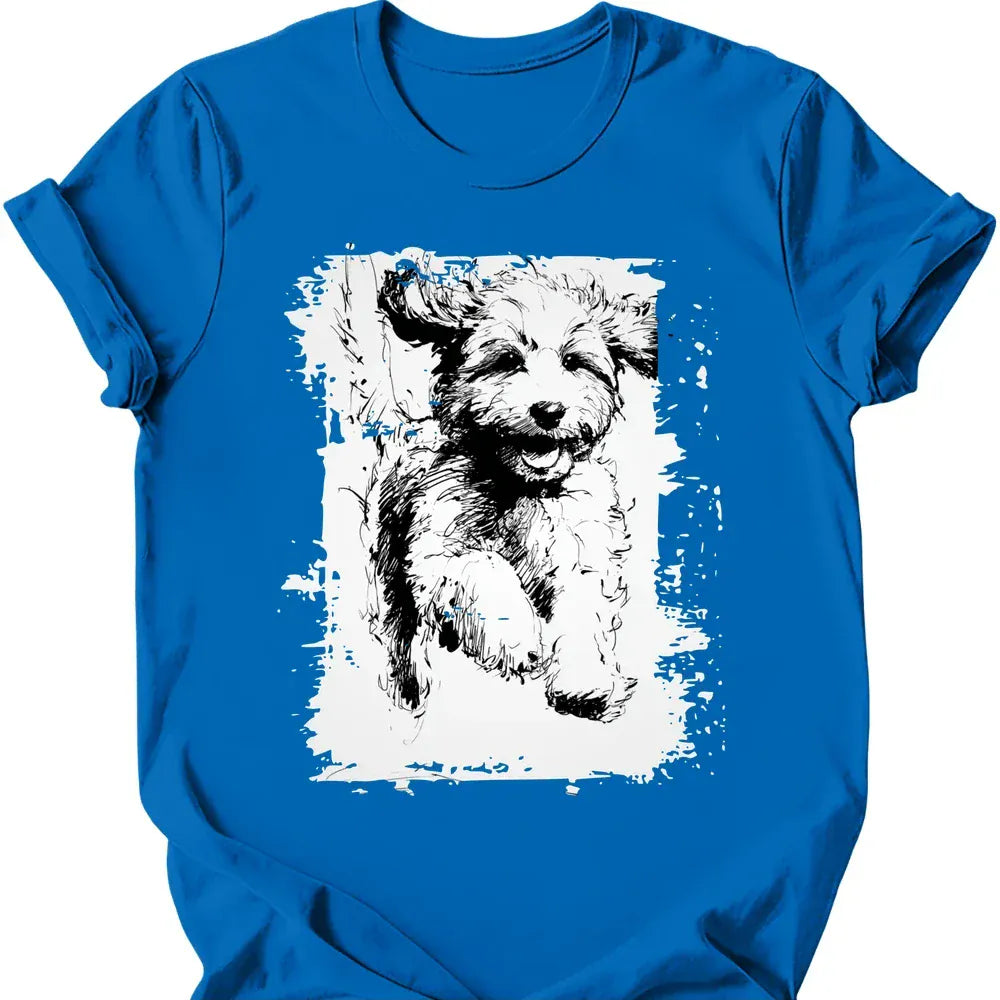 Cavapoo running dog tee royal