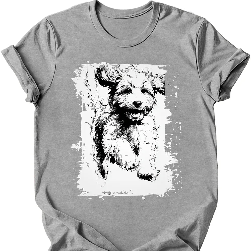 Cavapoo running dog tee sport grey